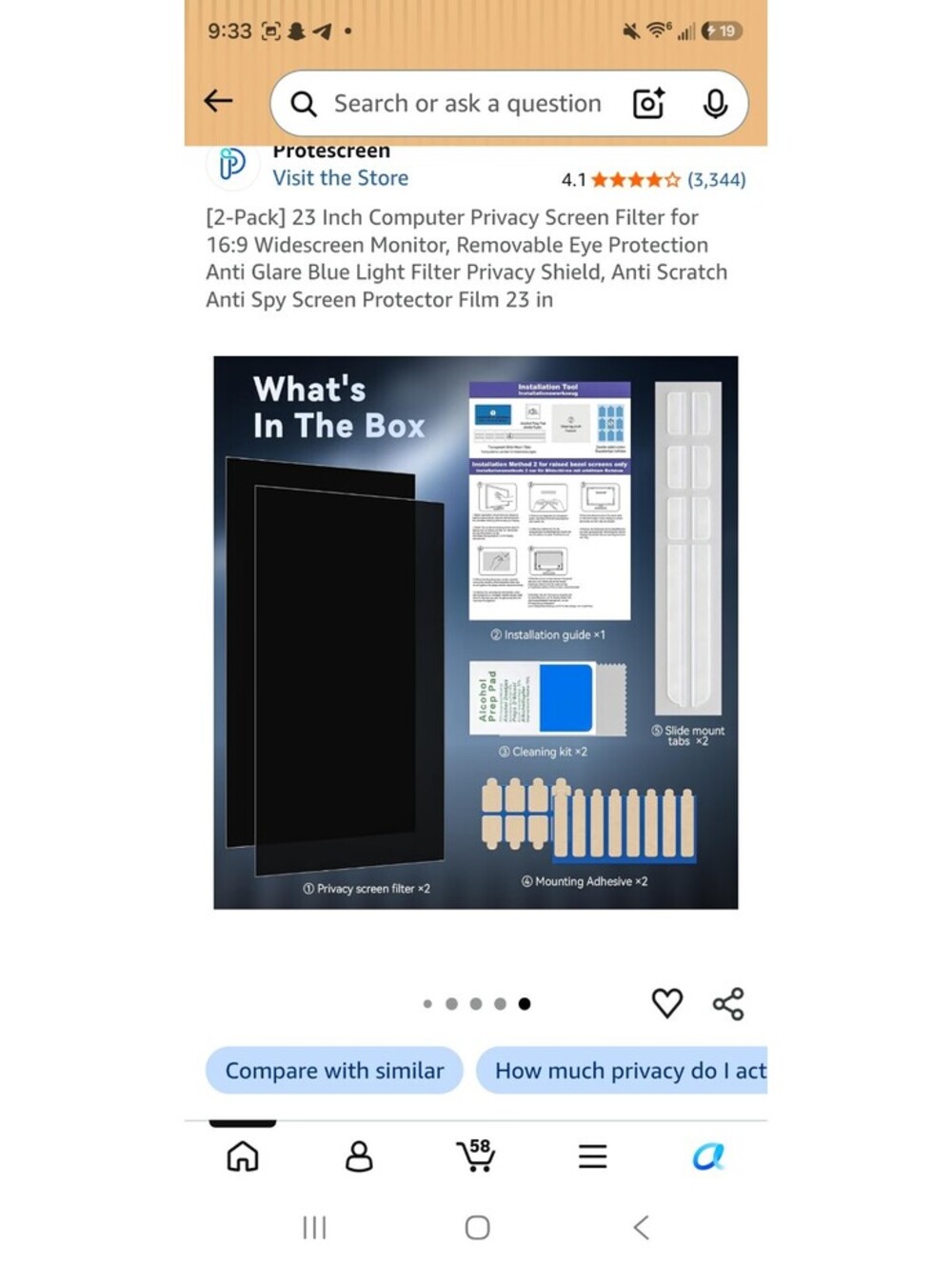 [2-Pack] 23 Inch Computer Privacy Screen Filter for 16:9 Widescreen Monitor - Picture 7 of 8
